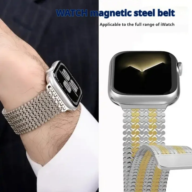 

Trendy Bussiness Metal Magnetic Watchabnd for Apple Series Ultra Watch 38mm 40mm 41mm 42mm 44mm 45mm 49mm Watch Strap Gifts