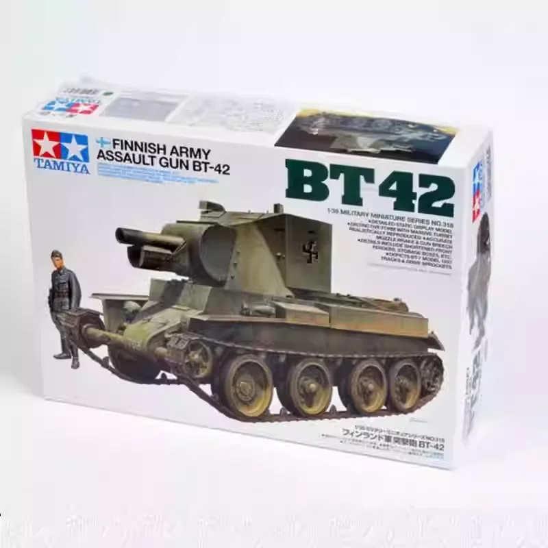 

TAMIYA 35318 1/35 Пластиковая масштабная модель штурмовой пушки финской армии BT-42, для коллекционных подарков.