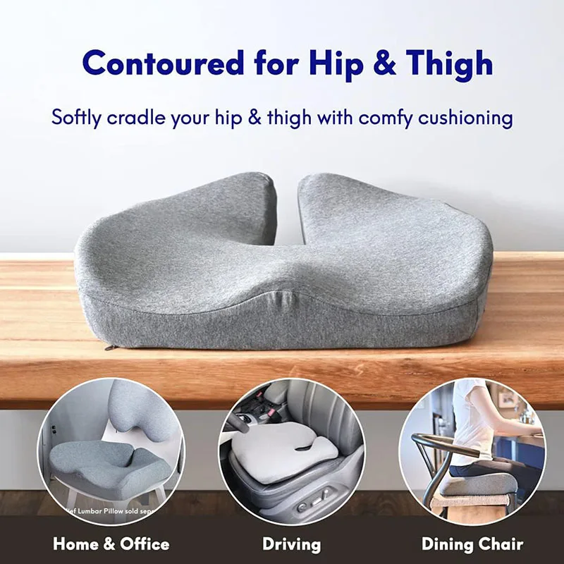 Office Memory Foam Waist Cushion Beauty Hips Anti Hemorrhoids Solid Color Chair Cushion Ergonomic Sedentary Artifact for Home