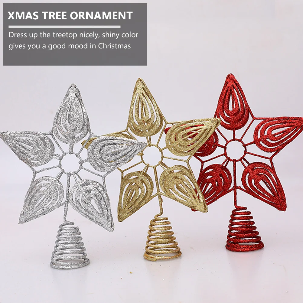 

1Pcs Xmas Tree Pendant Star Topper Christmas Treetop Decor Iron Art Ornament Shiny Christmas Tree Ornament