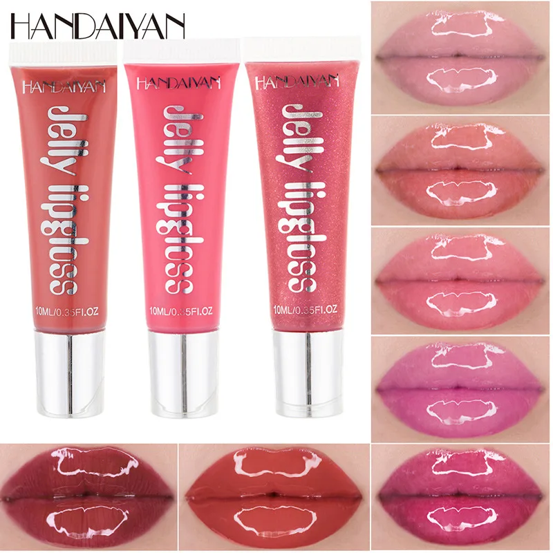 HANDAIYAN Clear Crystal Jelly Lip Gloss Nourish Anti-Wrinkle Non-Sticky Long Lasting Repairing Primer Lip Balm Care Cosmetics