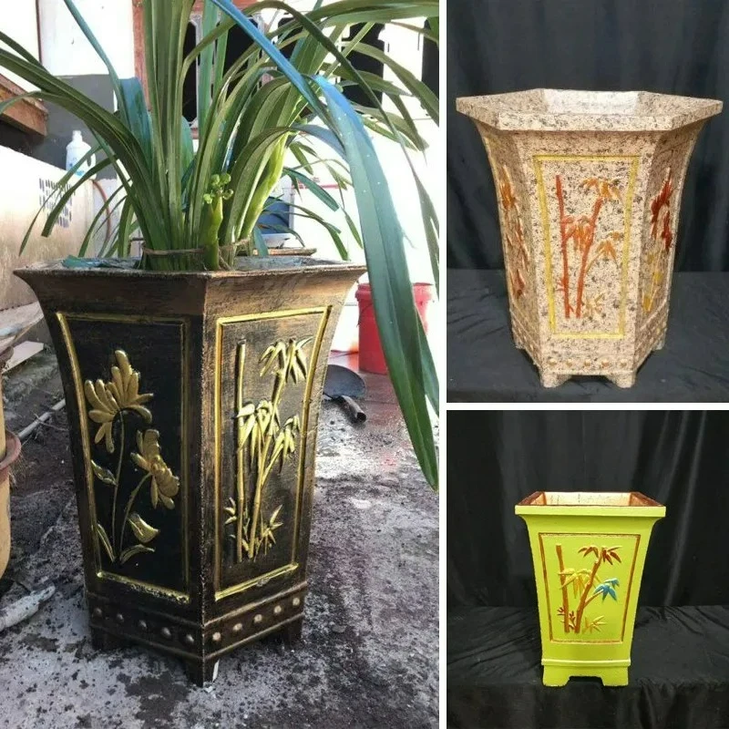 Factory Direct 2026 European-style components Thickened plastic-steel hexagonal cement flower pot mold Tall bonsai garden villa