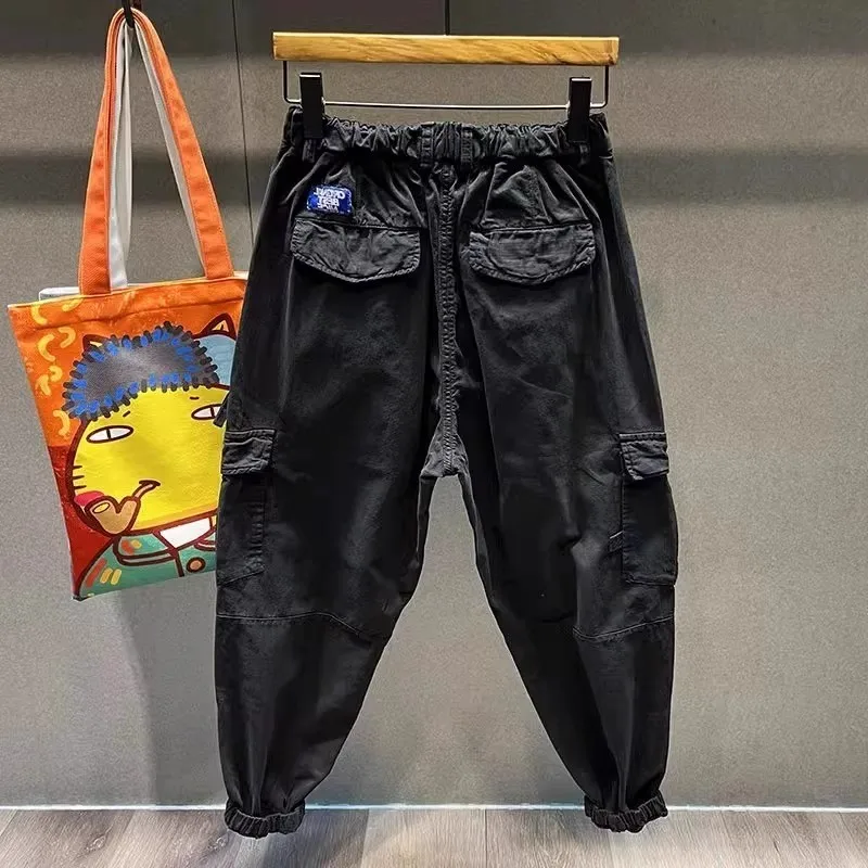 

Свободные мужские брюки для рабочей одежды, осень-зима, большие размеры 300, повседневные брюки с манжетами в американском стиле Sle High Street, модный бренд