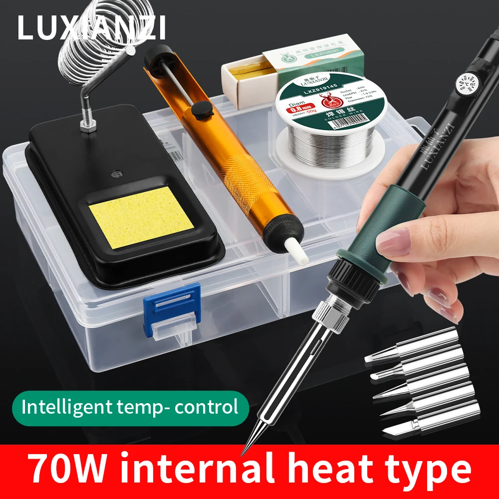 

LUXIANZI 70W Electric Soldering Iron Fast Heatinghigh-power Adjustable Temperature Internal heat Welding Solder Repair Tool