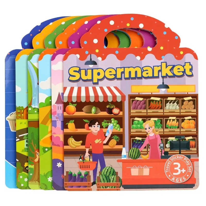 Reusable Sticker Book for Kids Vehicles Truck Multi-Theme Bubble Sticker Jelly Stickers Educational Learning Toys for Children