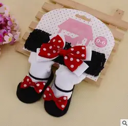 Baby girls' shoes+headband suit cute bow newborn 0-6M baby shoes girls' non-slip socks toddler shoes baptism baby gift