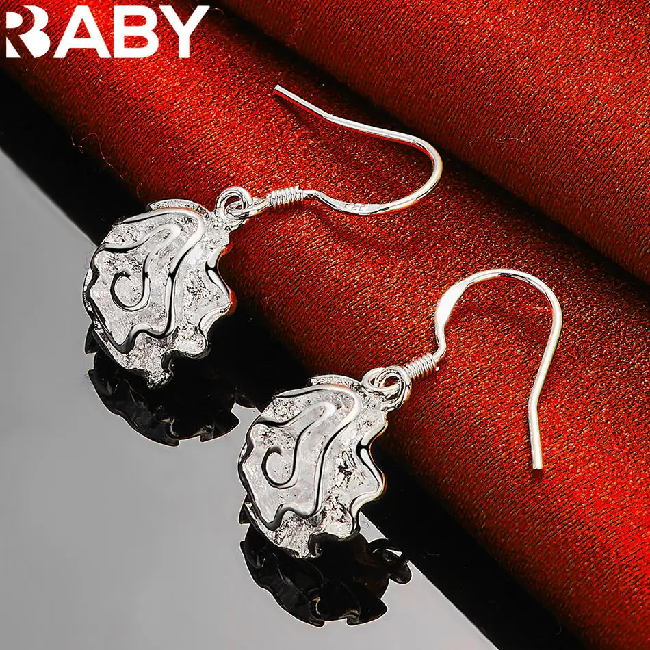 

URBABY 925 Sterling Silver Rose Drop Earrings For Ladies Gentle Elegant Parties Engagement Accessories Birthday Gifts