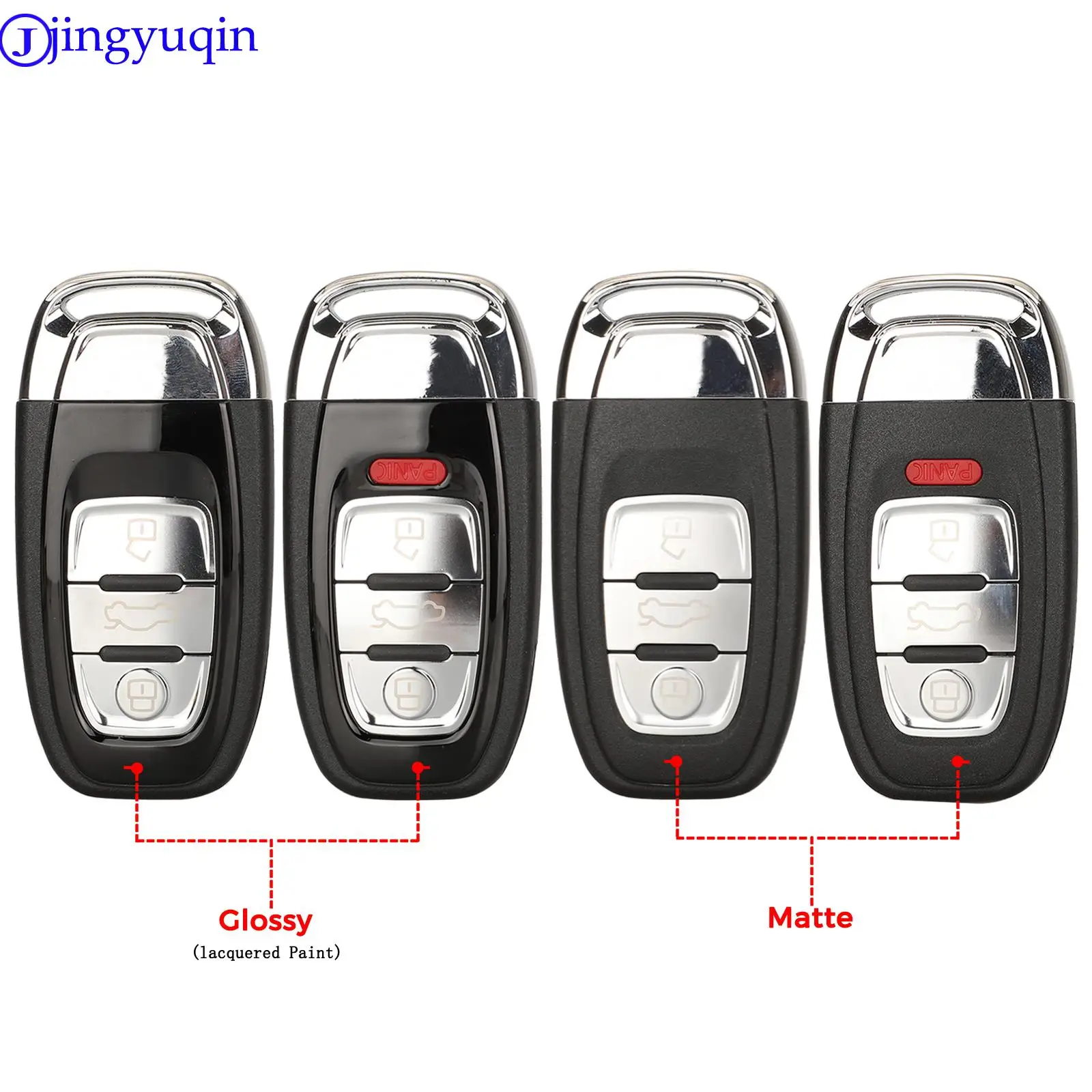 jingyuqin Ersatz-Autoschlüsselgehäuse mit 3/4 Tasten für Audi A4l A3 A4 A5 A6 A8 Quattro Q5 Q7, glänzend/matt