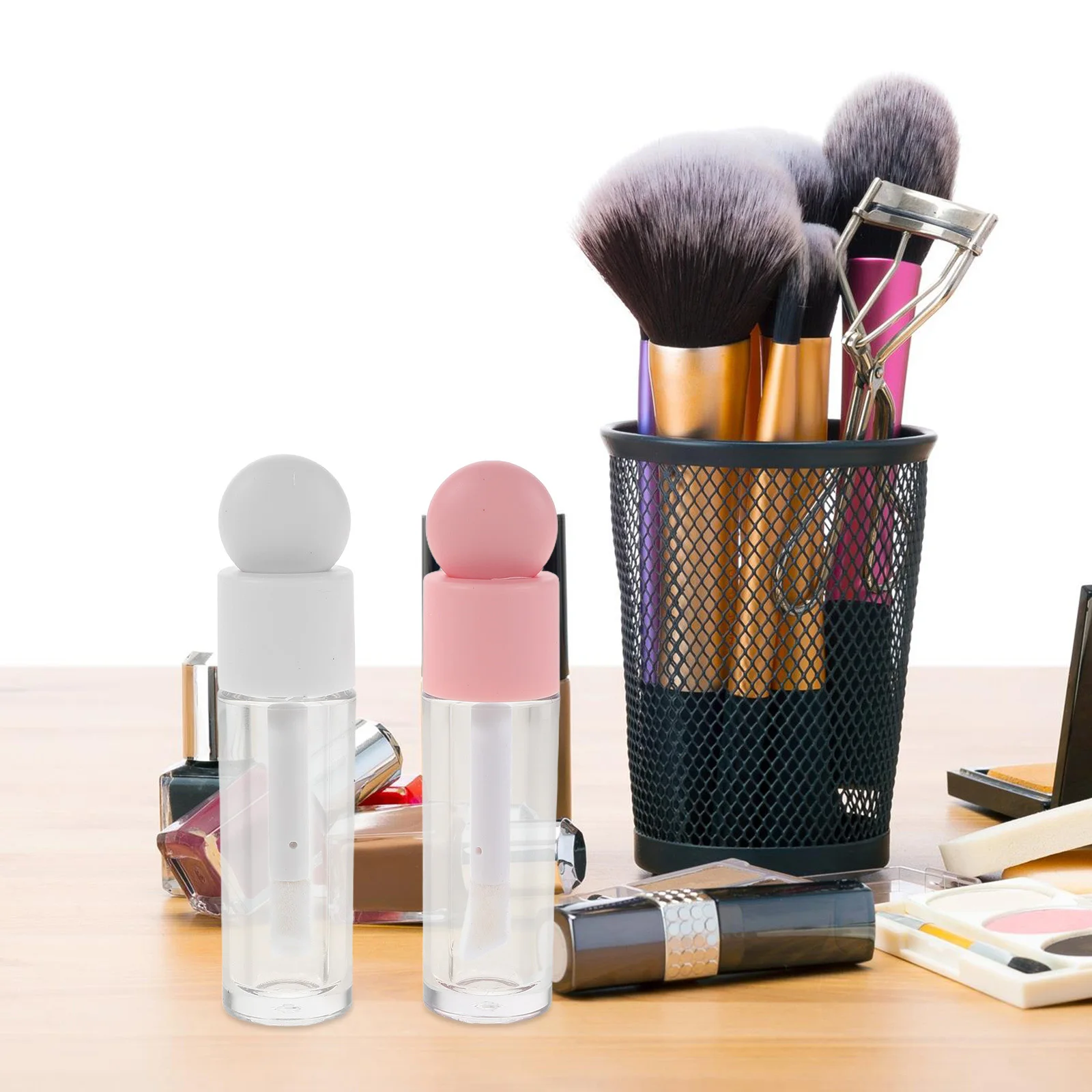 

6pcs Empty Lip Gloss Tubes Refillable Plastic Makeup Containers Dual Color Head Ergonomic Design for Daily Stage Use