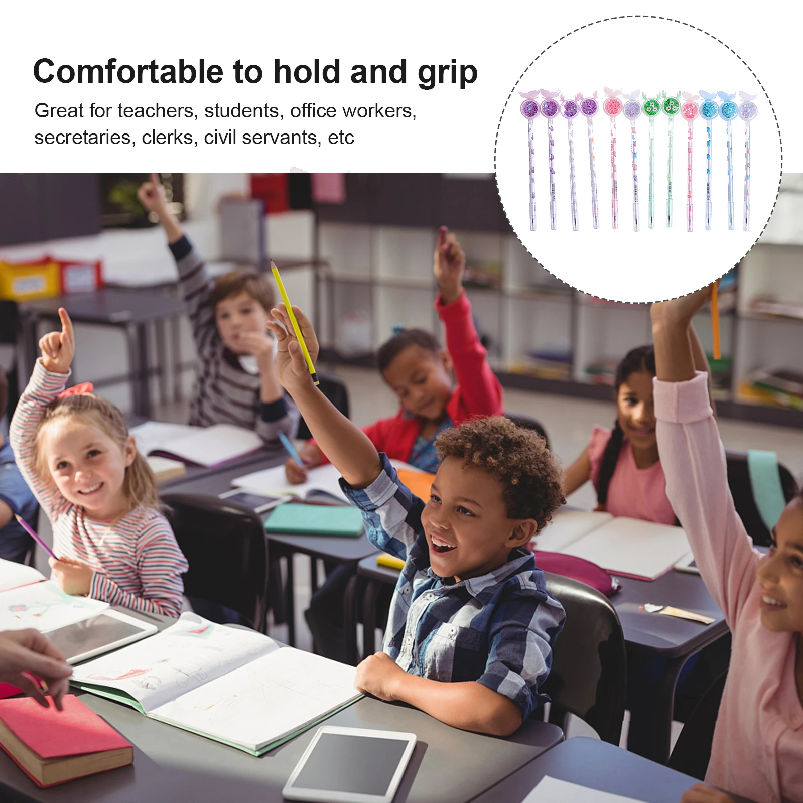 

12 шт., ручки с мультяшными блестками, пластиковые чернила, канцелярские принадлежности, гладкая круглая ручка, подарок для студентов, офиса, друзей, учителей