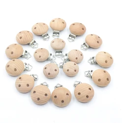 Wooden Soother Clip Nursing 5pcs Beech Perforated Pacifier Clips Chewable Teething Diy Dummy Clip Chains Baby Teether