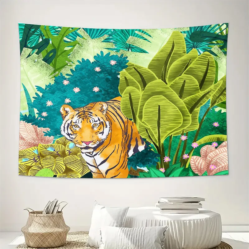 Jungle Tapestry Forest Wall Decor Lion Animal Nature Backdrop Vintage Home Decor Bohemian Dorm Room Aesthetic Wall Hanging Gift