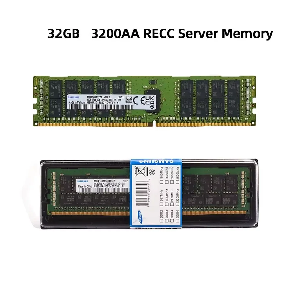 Memória RAM para Servidor SAMSUNG DDR4 16GB 32GB 2133MHz 2400MHz