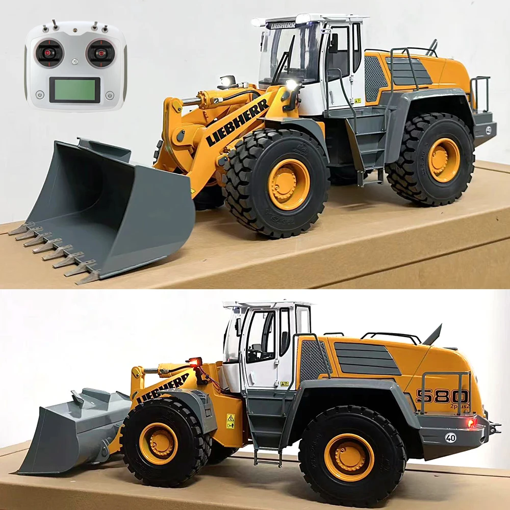 Liebherr L 580 1/14 RC Hydraulic Loader Metal Model with Light Sound System Wheel Loader Remote Control Car Model Toy