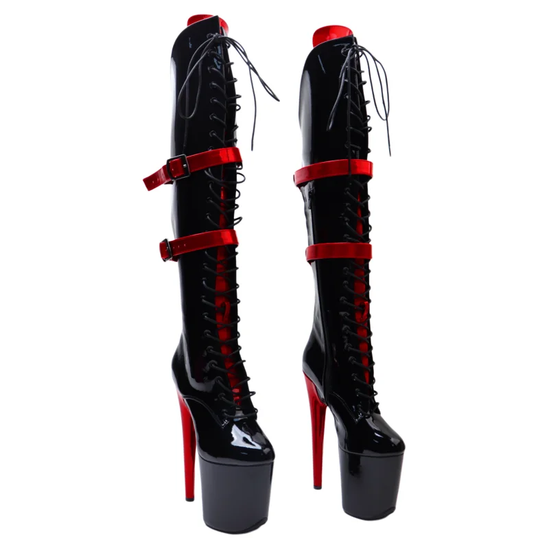 Leecabe   20CM/8inches Patent PU mix color  Trendy fashion High Heel platform party stripper heel  Pole Dance boots
