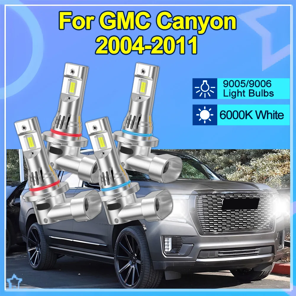 

Для GMC Canyon 2004 2005 2006 2007 2008 2009 2010 2011 9005 9006 Комплект светодиодных фар Комбинированные лампы 6000K Белый Hi Lo Beam
