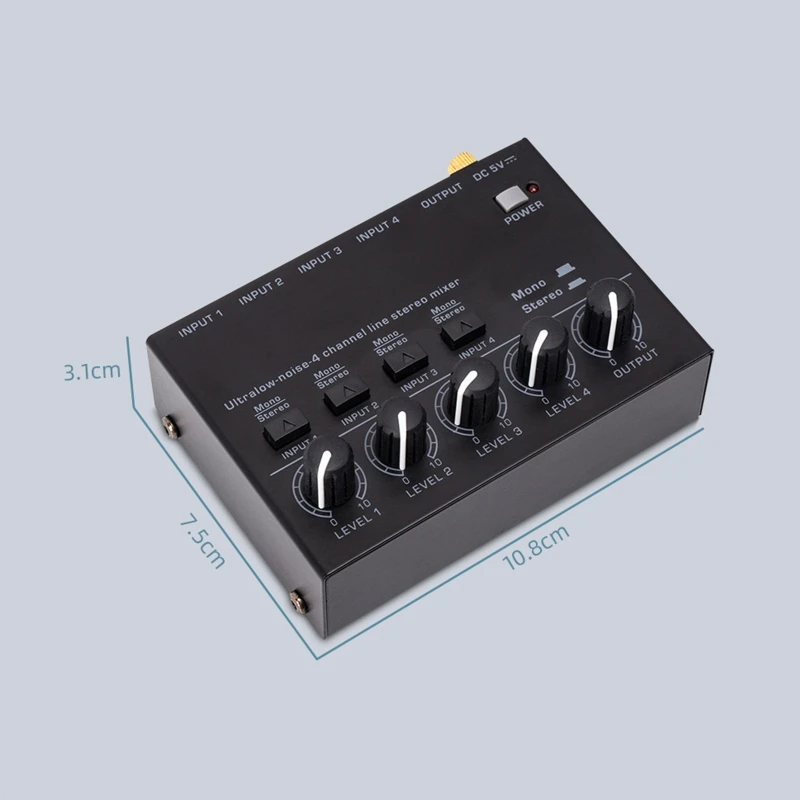 Mixer Mini Low Noise Sound Mixer Ultra Compact Professional Sound Mixer 4 Channel Mixer Stereo RCA Output - Image 6