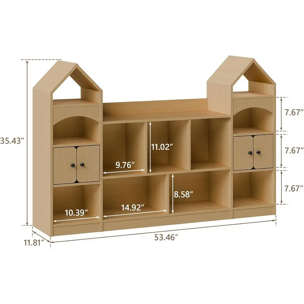 Vabches Castle Shape Children's Bookshel, Kids Bookcase Display Case Kids Toy Storage Organizer Multiunctional Storage Cabinet B