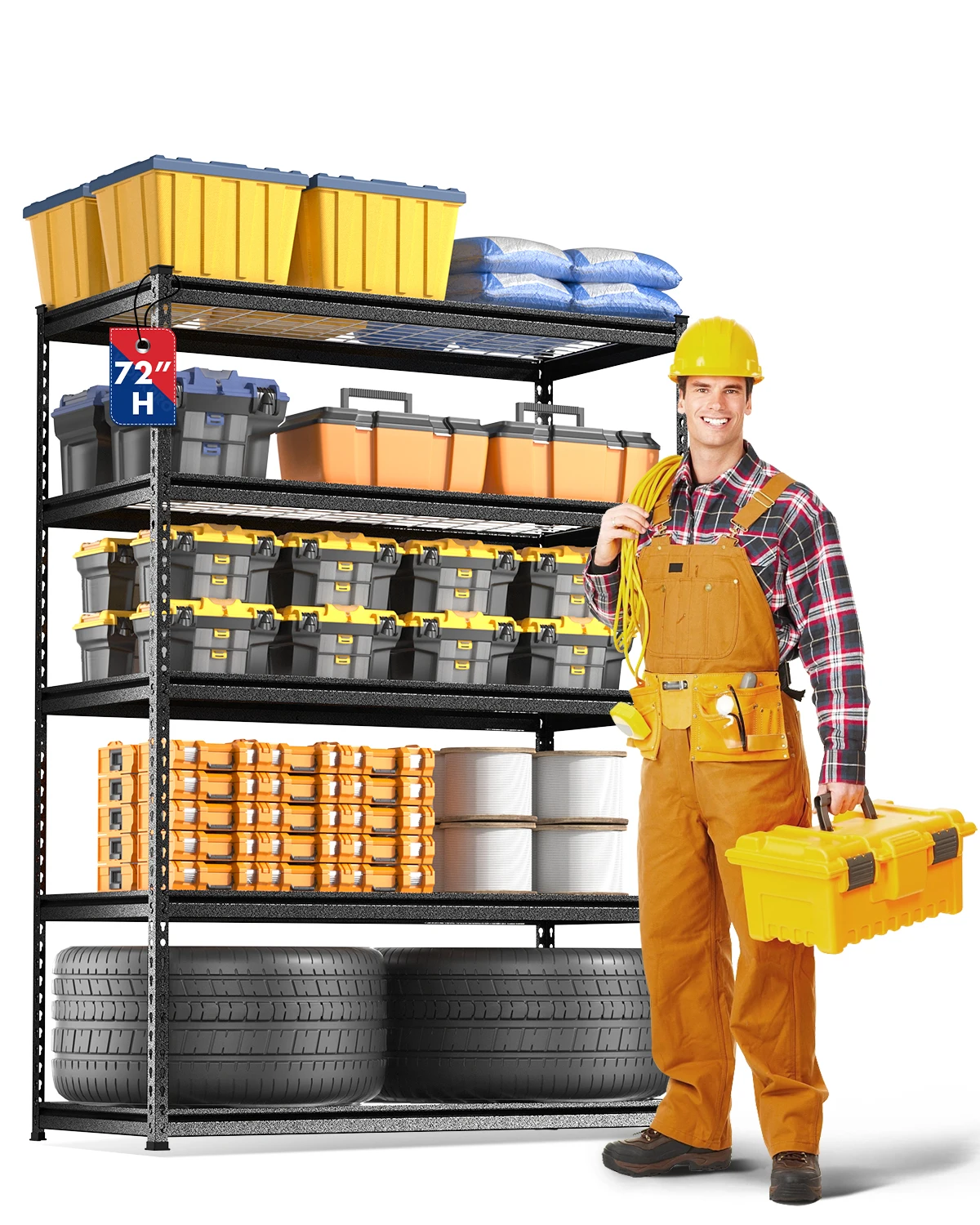 

WORKPRO 3/4/5-Tier Metal Storage Shelving Unit Adjustable Storage Rack Heavy Duty Shelf, 4000/5400/7200 lbs Load Capacity