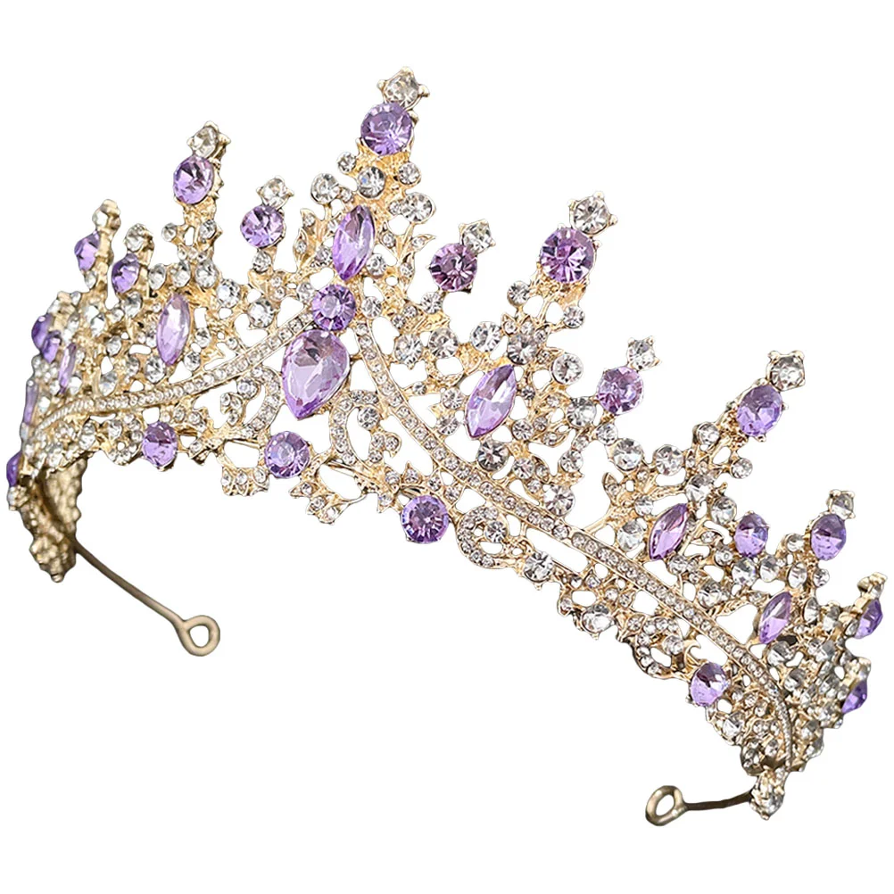 

Purple Crystal Crown Head Band Shiny Headband Tiara Bridal Hair Decors Rhinestones Headdress Tiaras Bride Small