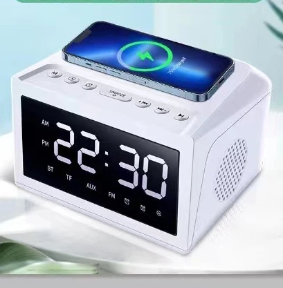 Nuovo altoparlante Bluetooth da 10W orologio di ricarica Wireless Bluetooth Sound Hotel Home Desktop sveglia suono Wireless