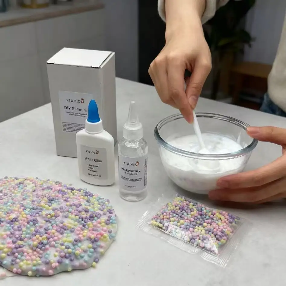 KIDMIDO - Kit de Slime DIY inclui cola branca, ativador de Slime e bola de espuma colorida