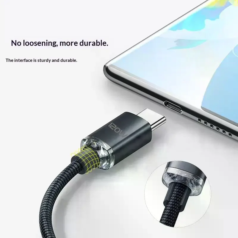 120W USB Type C Cable Type C To Type C Fast Charging Cord USB Quick Charge Phone Cables Suitable For Various Mobile Phone Models