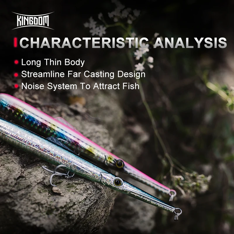 Kingdom Long Casting Pencil Fishing Lure 11g 13g 30g 40g 130mm 205mm Floating & Sinking Stickbait  Bass Saltwater Needle Pencil
