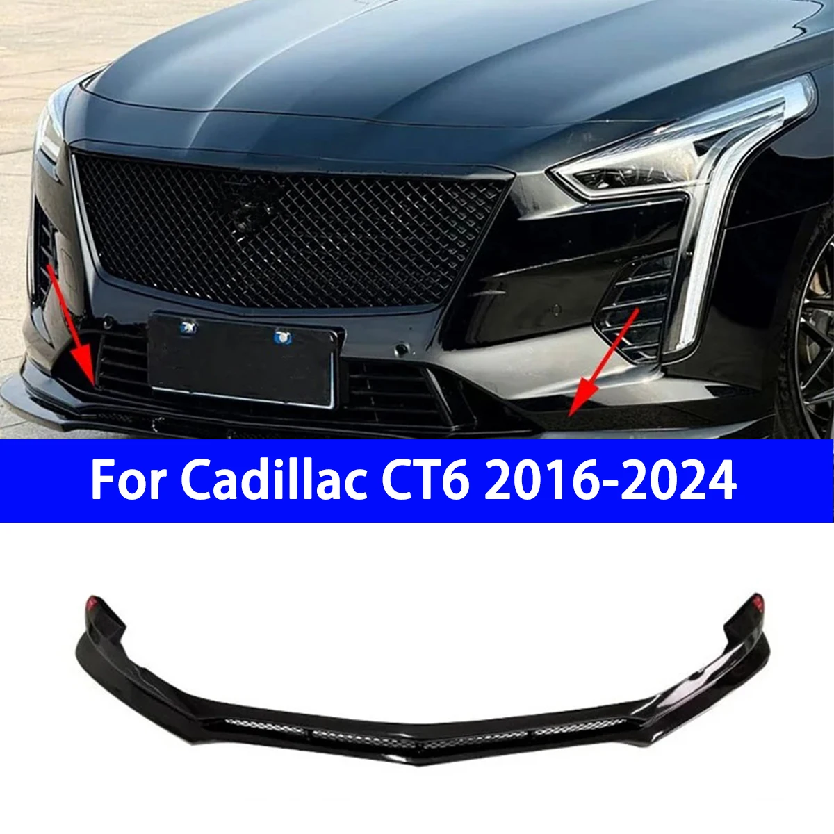 Suitable for Cadillac CT6 2016-2023 Upgraded Black/carbon Front Bumper Lower Lip Spoiler Rear Lower Lip External Accessories
