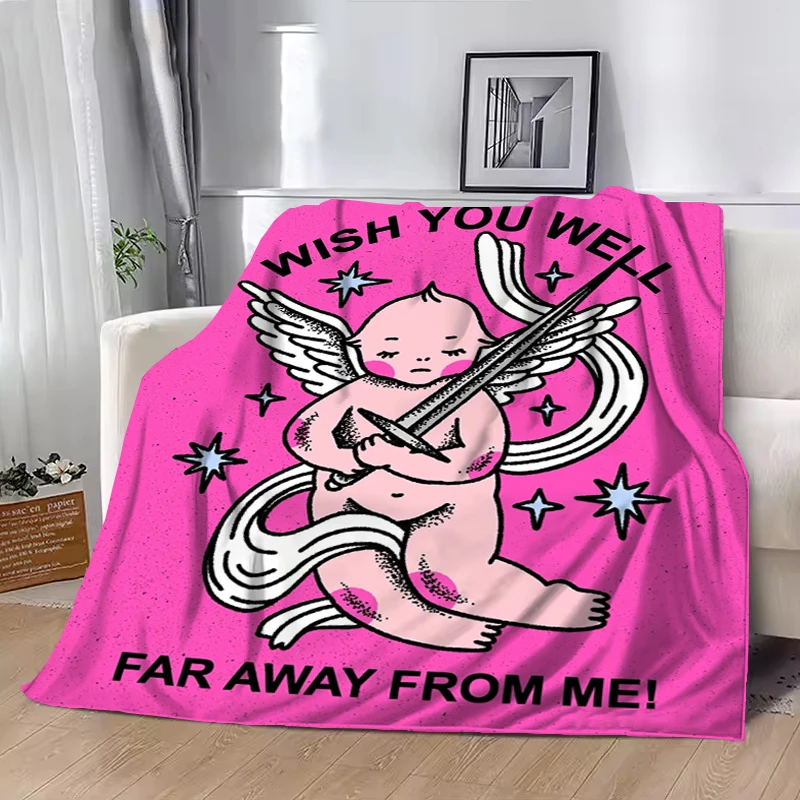 

Angelic Cupid Throw Blanket Bed Blankets for Decorative Sofa Soft Plaid With Print Luxury Designer Bedding Portable Office Downy