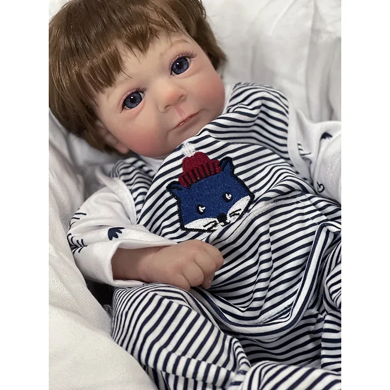 47CM Finished Doll Felicia with Rooted Hair Reborn Baby Doll Soft Touch Newborn Baby Hand Paint with Detailed Veins Kids Toys