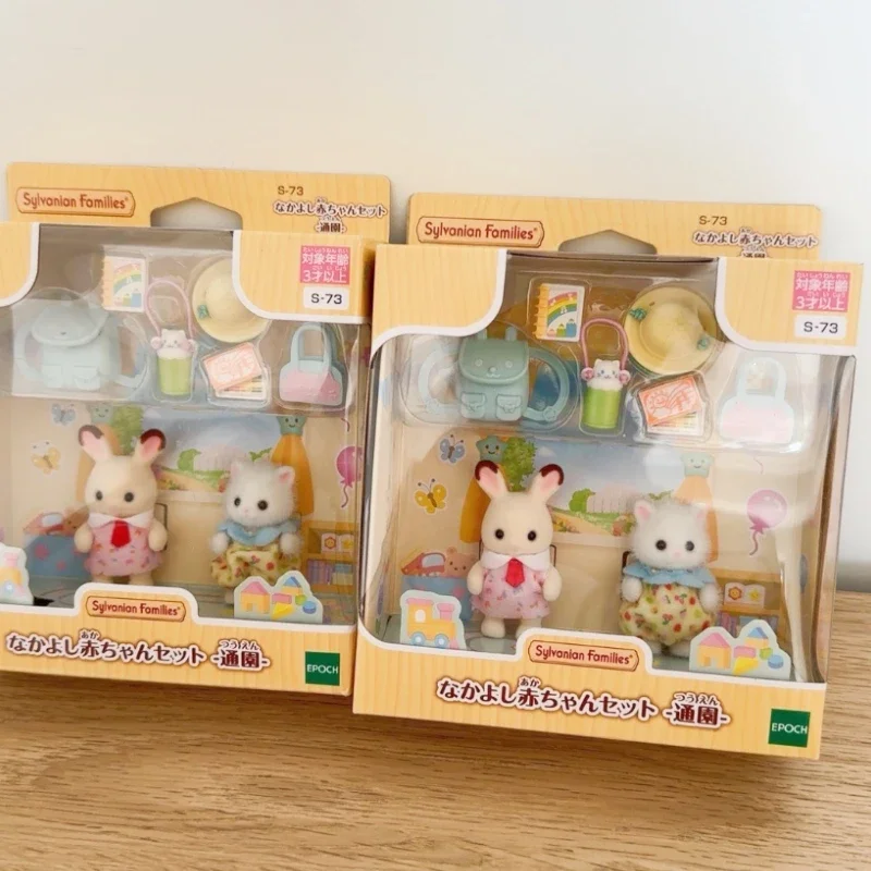 Original Sylvanian Families Anime Figures Kindergarten Go To School Doll Playing Water Baby Set Toys Girls Christmas Toys Gifts