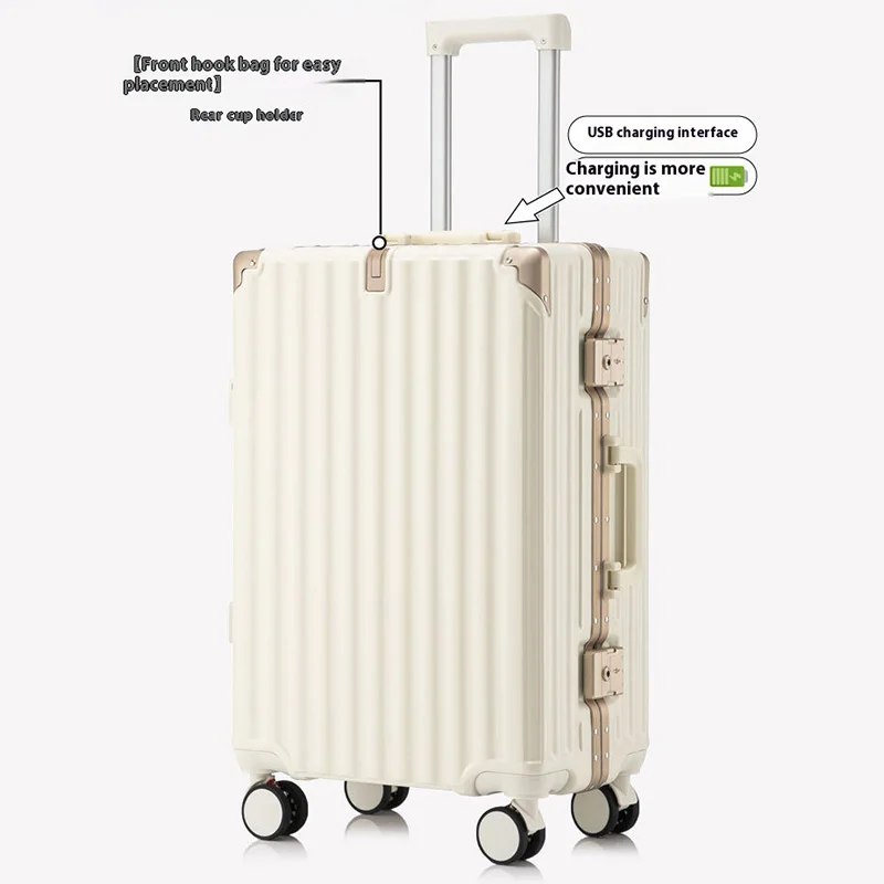 حقيبة سفر صامتة بإطار من الألومنيوم مقاس 20 بوصة متعددة الوظائف مقاومة للماء مع تصميم طبقة قابلة للتوسيع للسفر للرجال والنساء