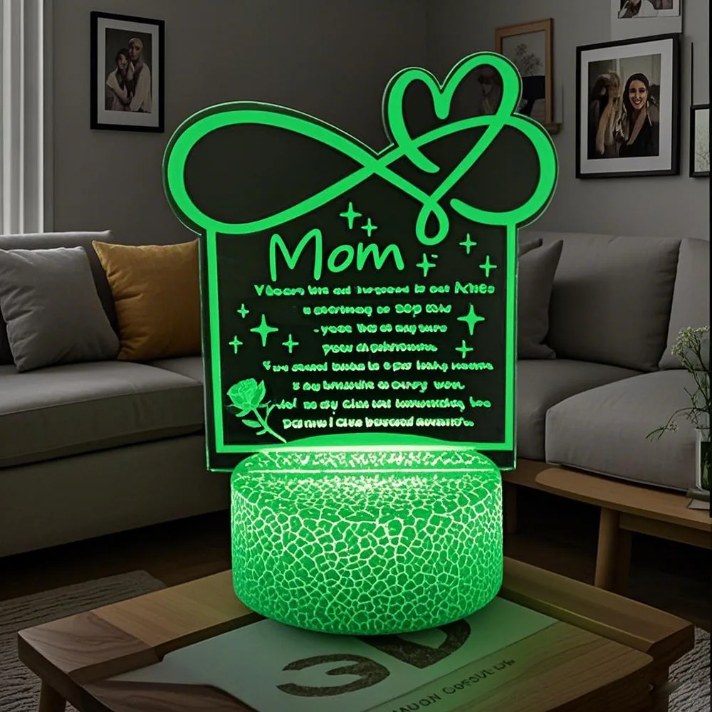 

Mom Gift 3D Illusion Night Light With Birthday/Anniversary Surprise7 &16 Color Adjustable LED Table Lamp For Living Room