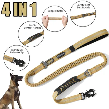 Reflective Shock-Absorbing Bungee Dog Leash 1