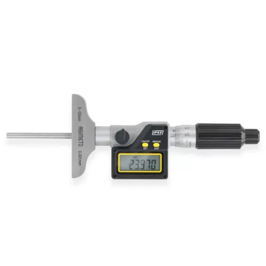 Asimeto 205-12-2 IP65 Waterproof Digital Depth Micrometer Carbide Probe Round-Tip Measuring Hole Depth Made China