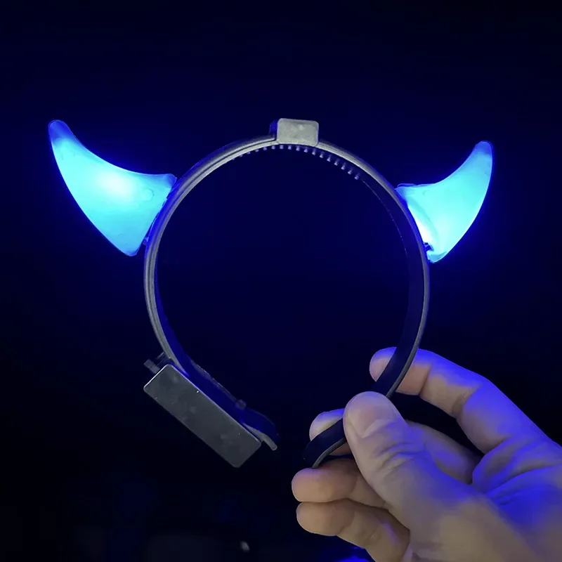 

20pcs Women Girls Boy Light Up Glow Cow Horn Devil Demon Headband Makeup Party Ball Animal Ear Props Wedding Halloween