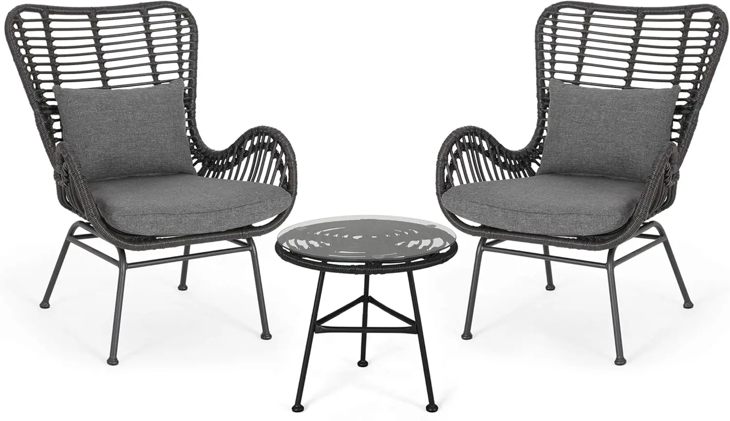 

Выгодное предложение: Мебель для улицы – комплект из 3 предметов из искусственного ротанга с подушками, серый и темно-серый