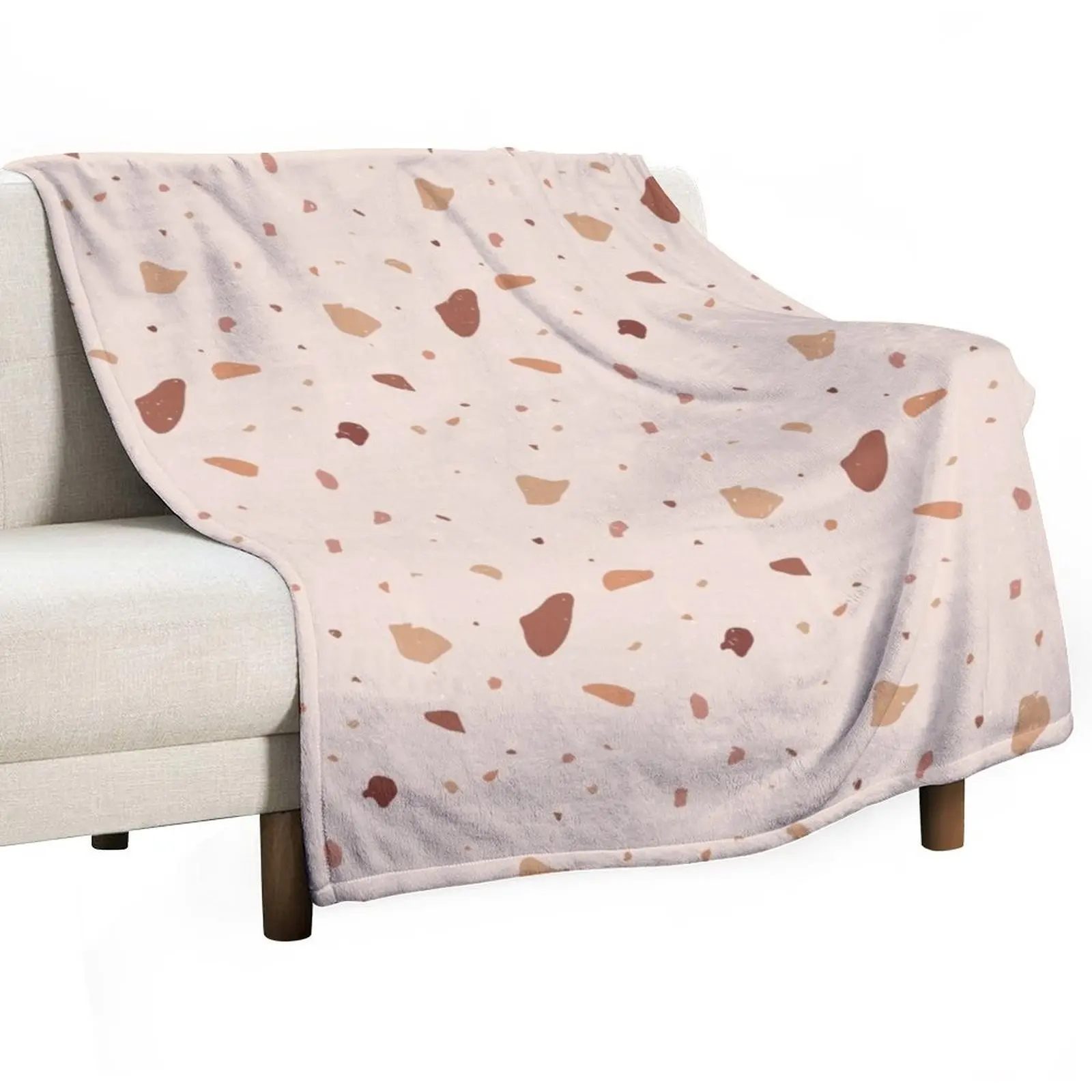 Terracotta Terrazzo Pattern Throw Blanket Plaid on the sofa Comforter Flannel Blankets