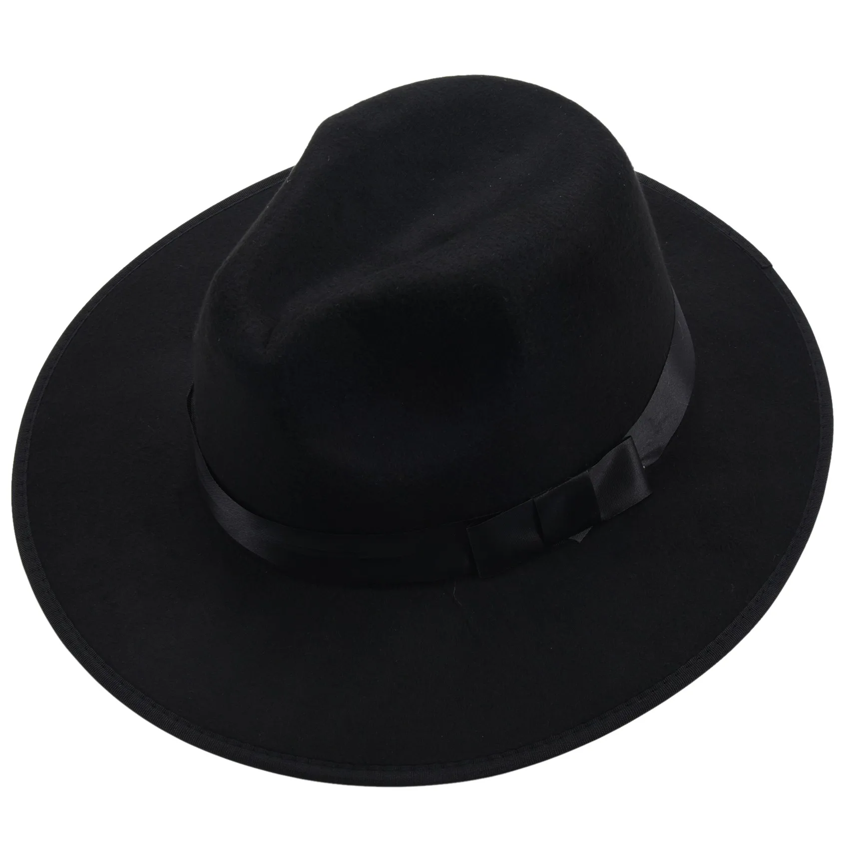 ABP-للجنسين الرجال النساء القبعات قبعات بنما فيدورا تريلبي مستقيم واسعة حافة الصلب ورأى الأسود