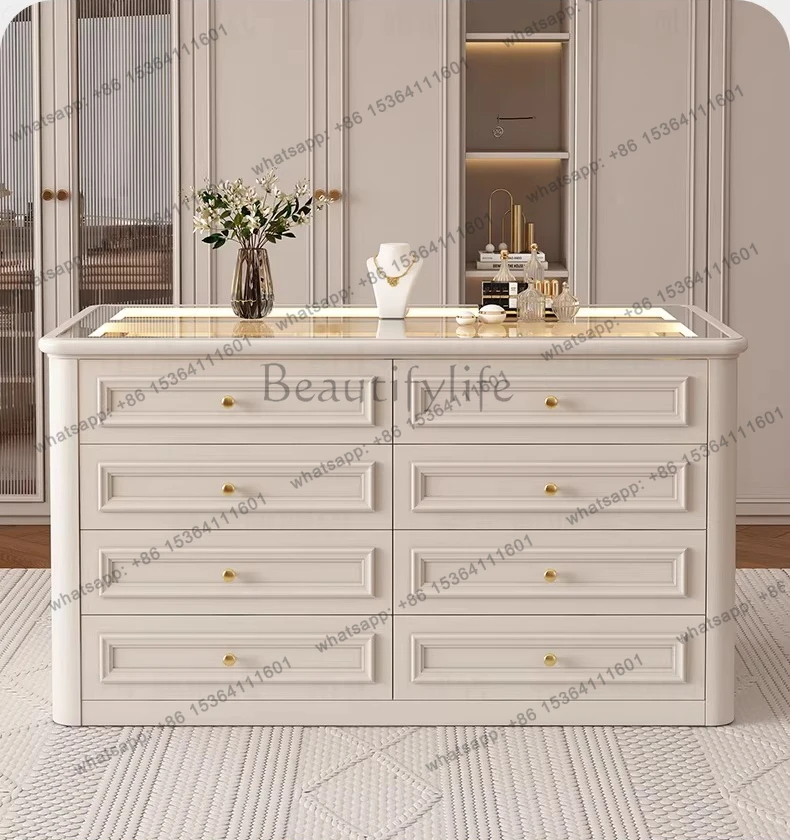Clothing store cloakroom Nakajidai solid wood studio jewelry display cabinet drawer storage cabinet