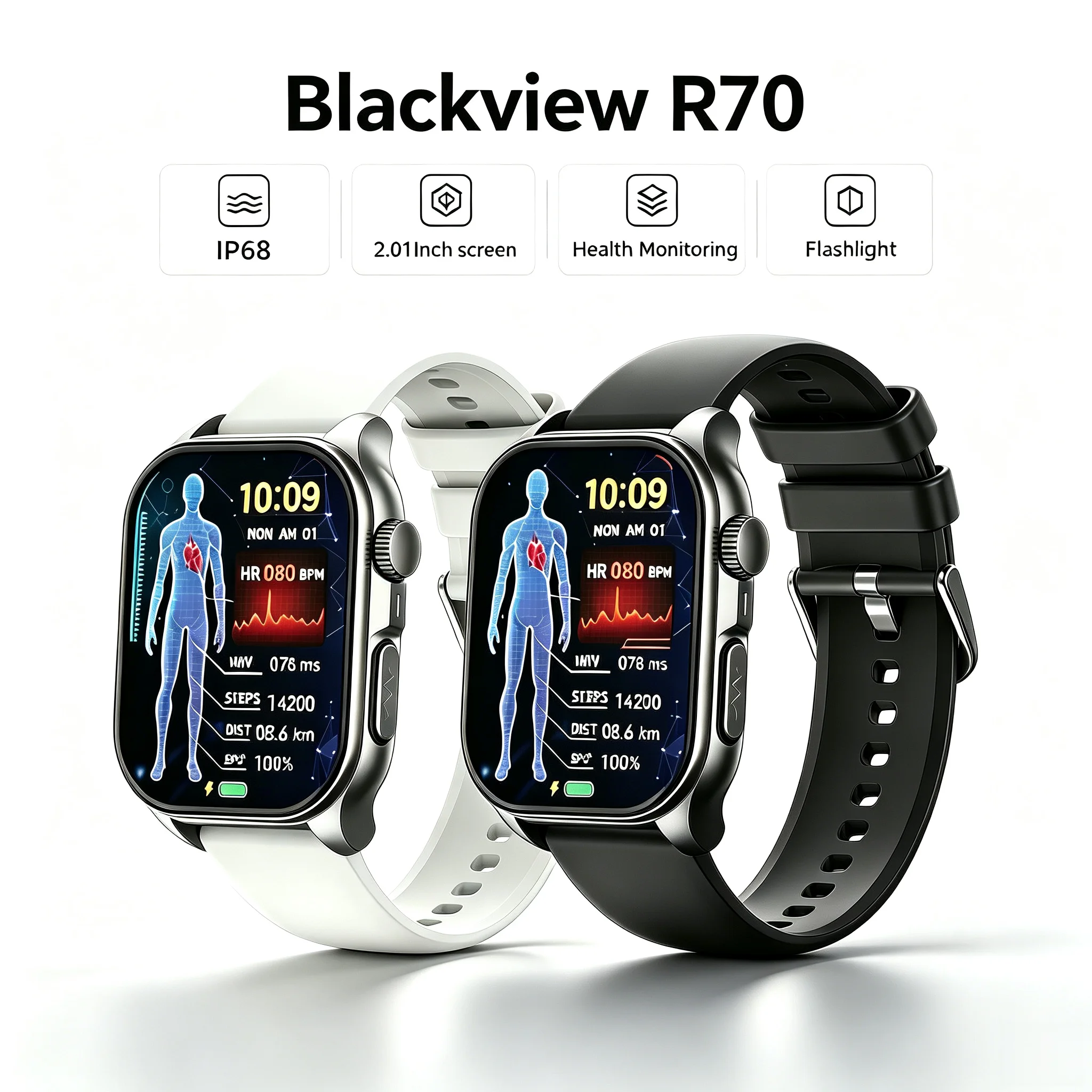 Blackview 2026 Electronics Smartwatch 2.01Inch TFT Touch Screen ECG Smart Watches for Man Women 100+Sport Model With Flashlight