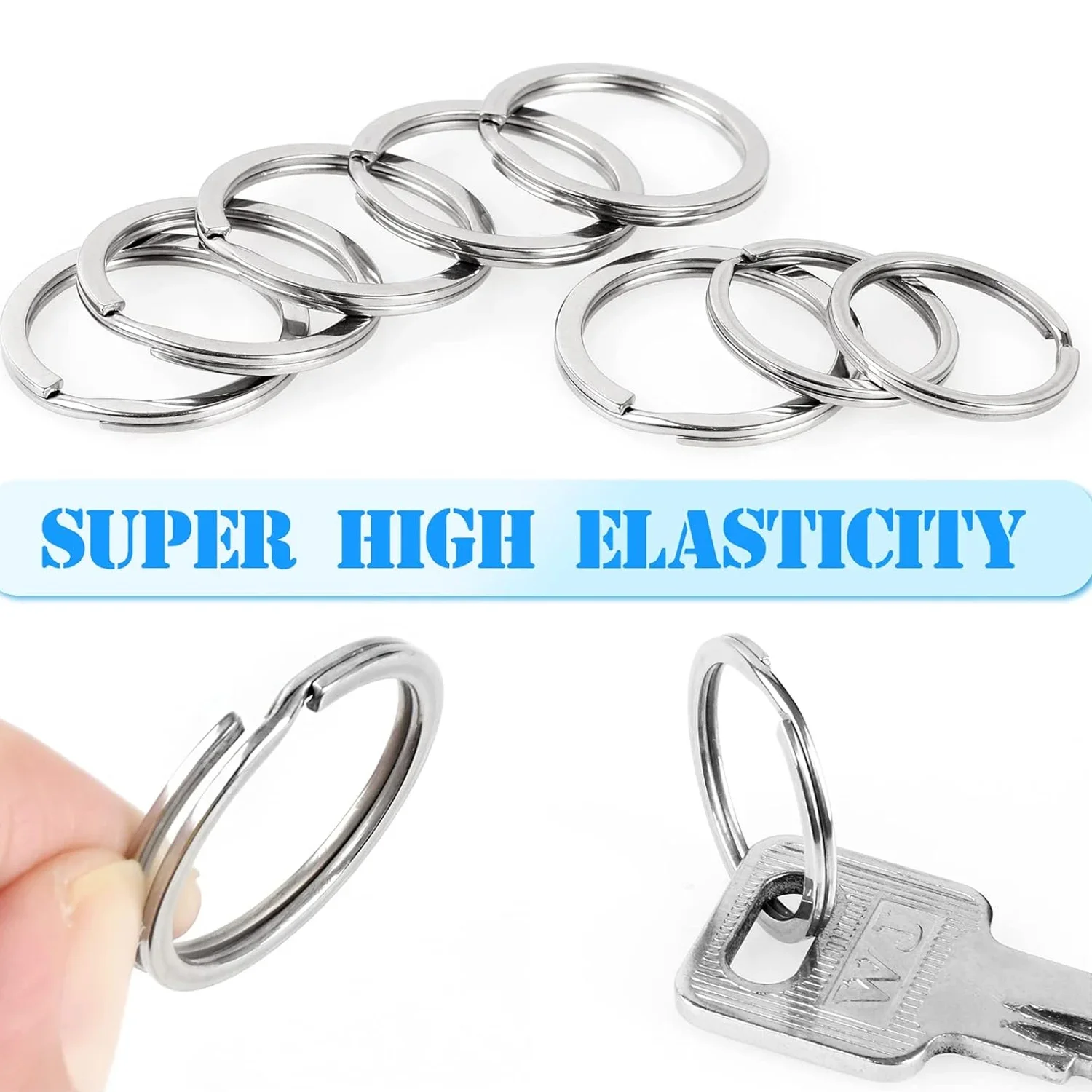 10/50pcs Silver Stainless Steel Key Rings Round Flat Line Split Rings Keyring for Jewelry Making Polished Keychain DIY Findings