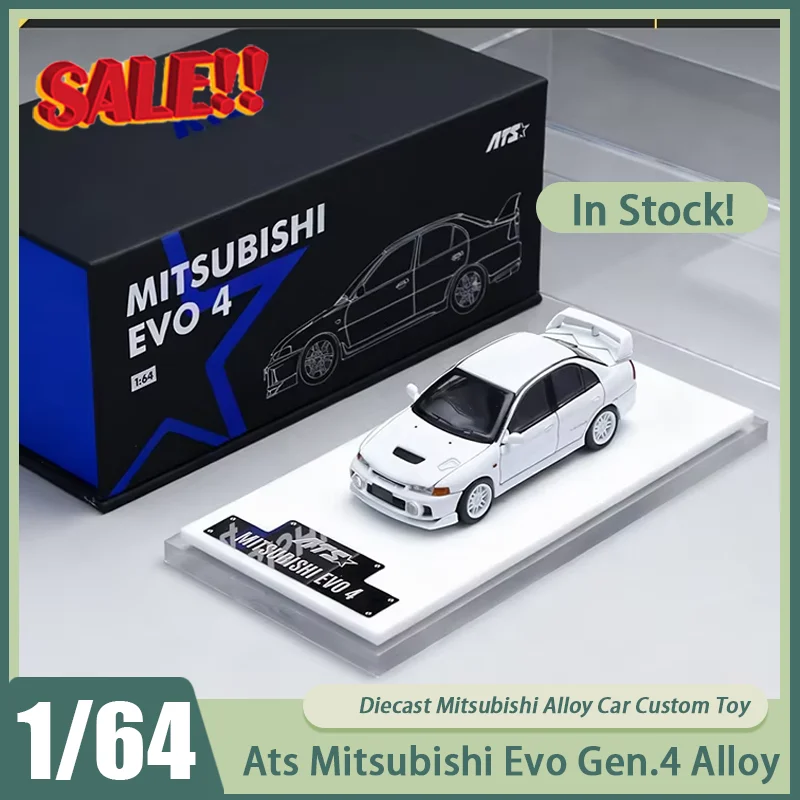 جديد في المخزون Ats 1:64 ميتسوبيشي إيفو Gen.4 سيارة مصنوعة من خليط معدني مصغرة دييكاست محدودة ميتسوبيشي الحلي ألعاب مخصصة للأطفال عيد الميلاد