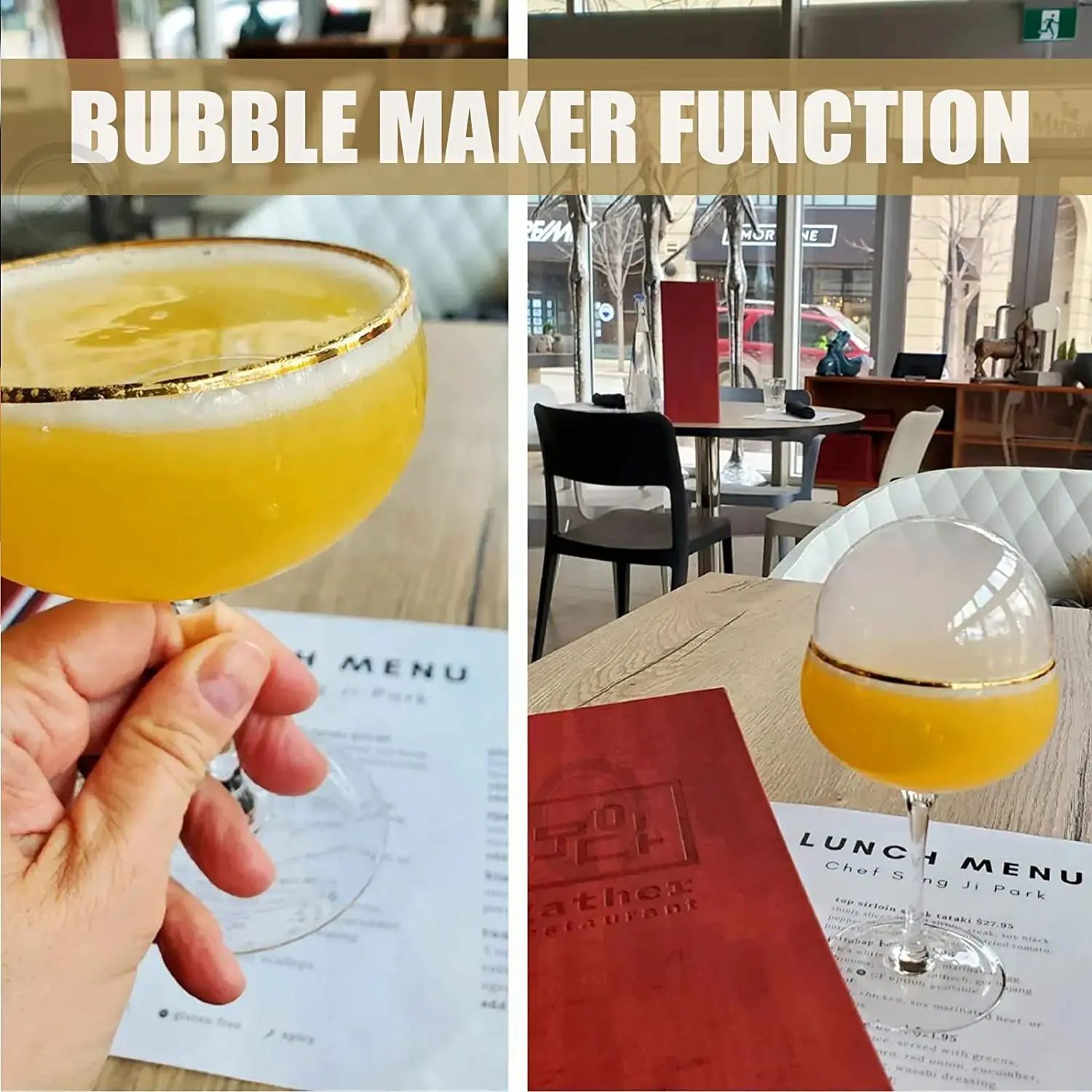 Cocktail Smoke Bubble Gun，Smoke Gun，5-Flavour Oil and Edible Bubble for Food and Drink, Bourbon, Rum, Coffee, Meat, for Bar