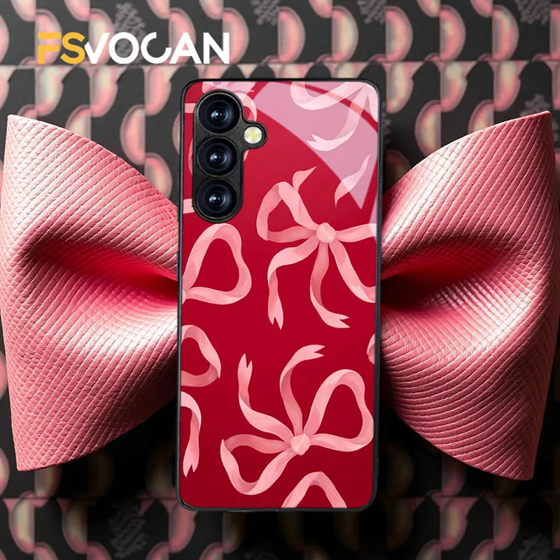 Ribboned Dreams in Crimson For Samsung Galaxy S25 S24 S23 S22 S21 S20 FE Plus Ultra A53 A52 A52s A54 A32 A33 A34 A35 A55 Cases
