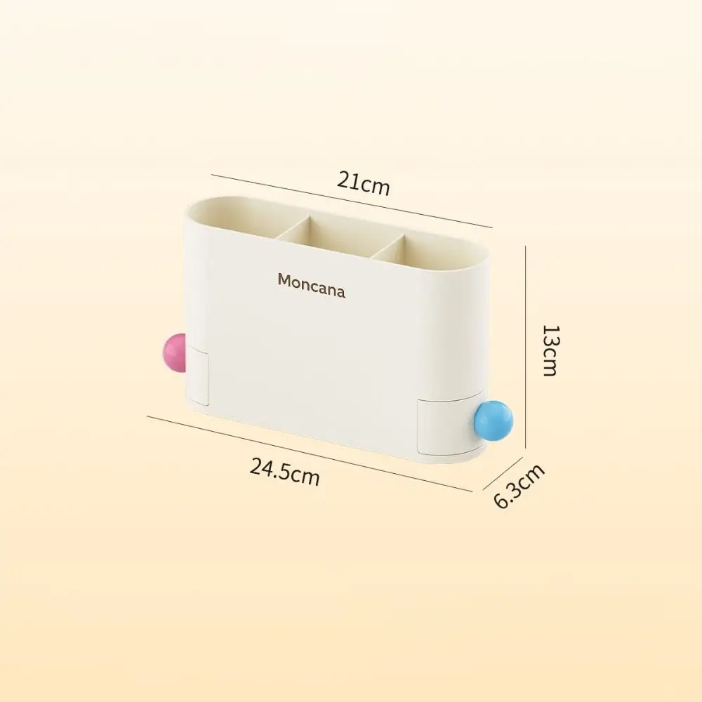 3 Grids Desktop Pen Holder with Drawers Large Capacity Makeup Storage Box Plastic Creative Stationery Storage Rack School