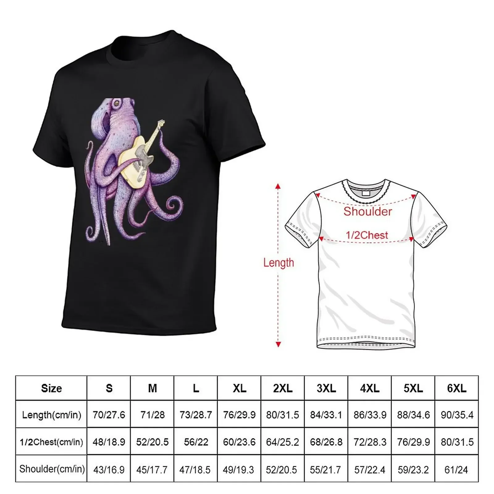 POLAH - the axe wielding Octopus (on black) T-Shirt anime tops tees customs design your own black t-shirts for men