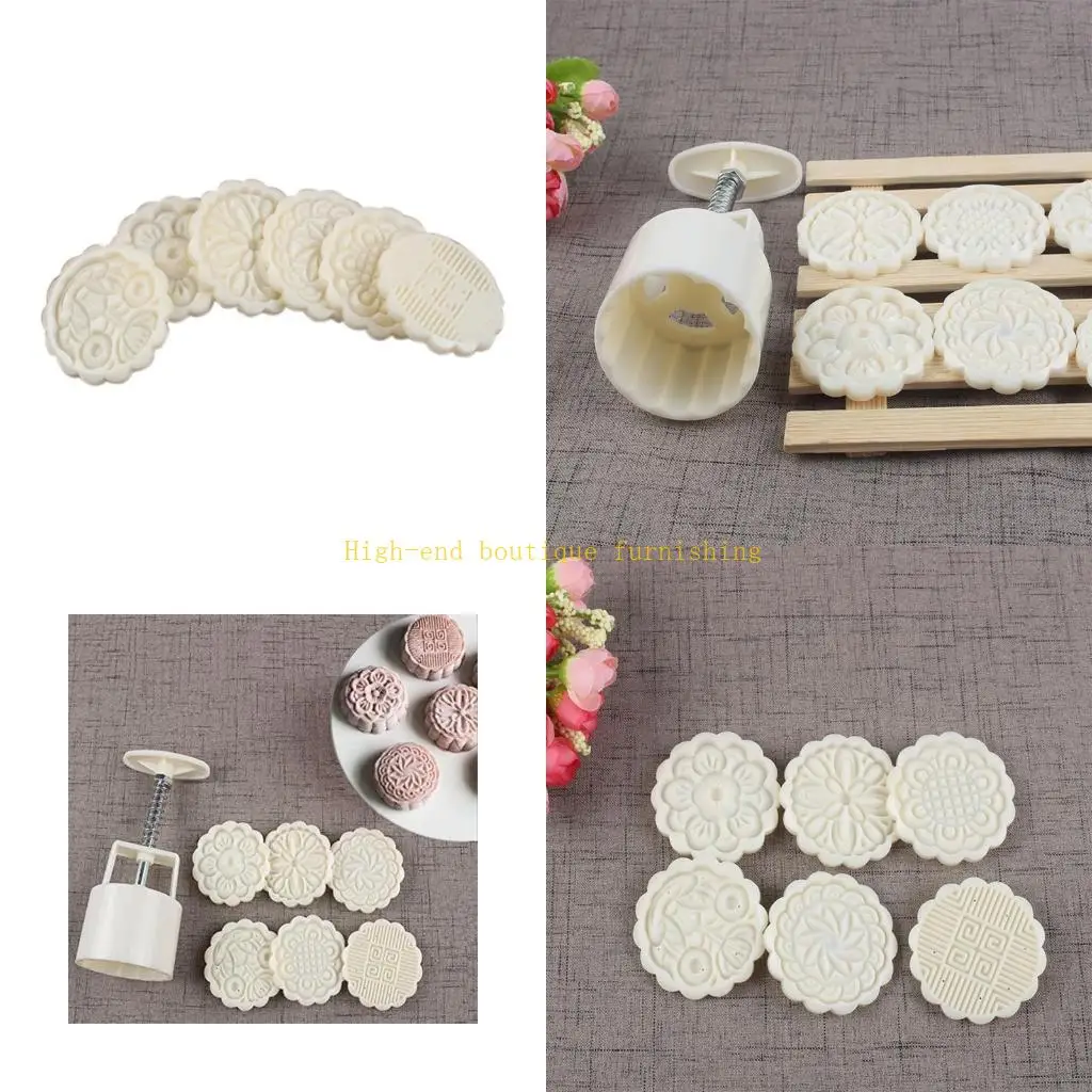 

L9NB Moon Cake Mold Cookie Stamps Autumn Festival Hand Press Dessert Cutter Pastry Decor Impressions Tool Mooncake Maker