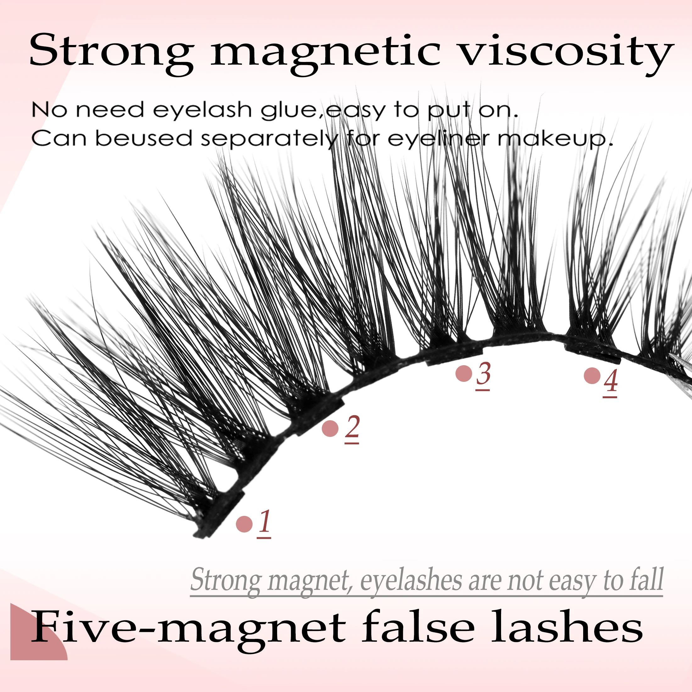 5 Reihen, 10 Paar magnetische falsche Wimpern, natürlich dick, gekräuselt, schwarz, mit magnetischem Eyeliner, 10–15 mm falsche Wimpern